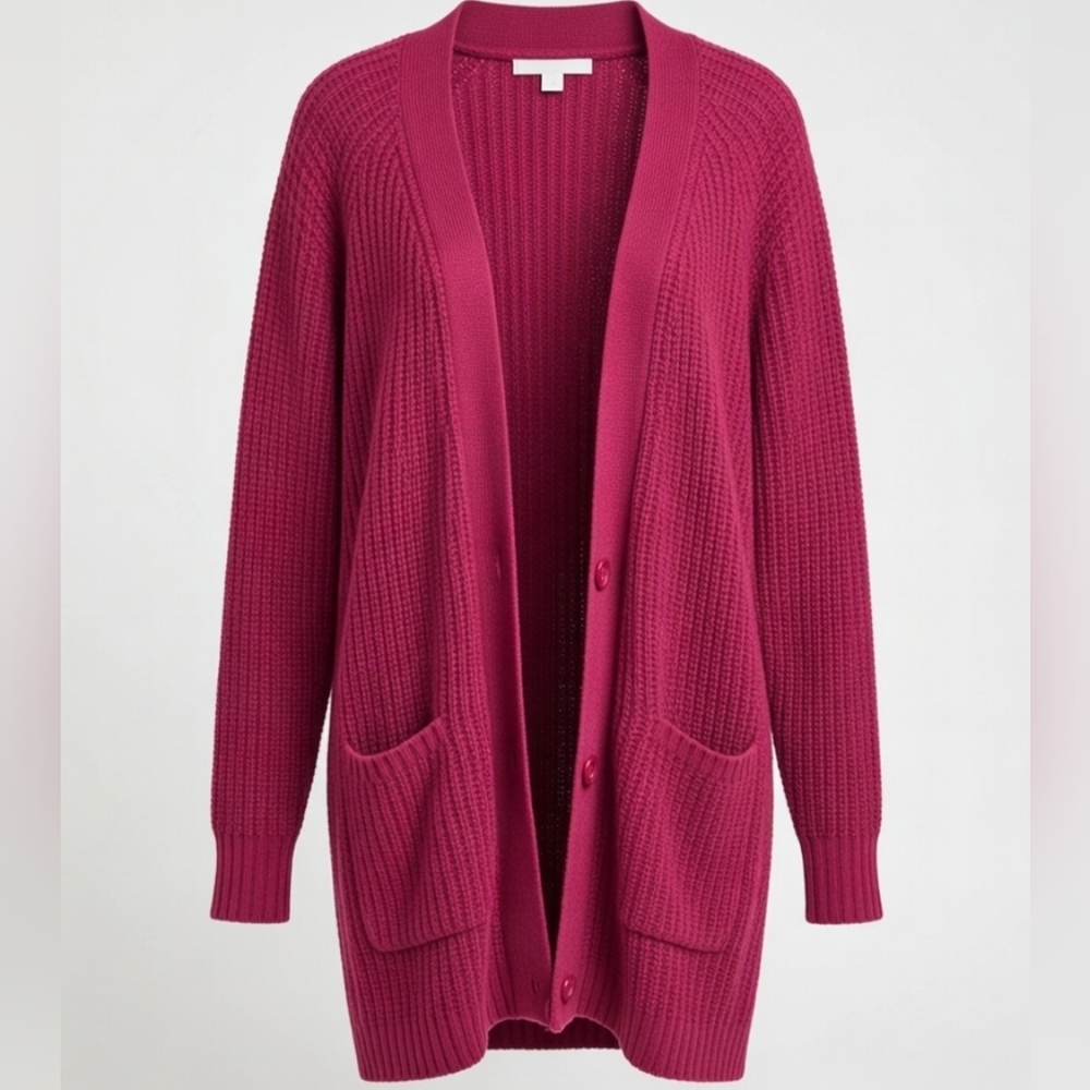 Woman Within Fuchsia Cardigan Sweater